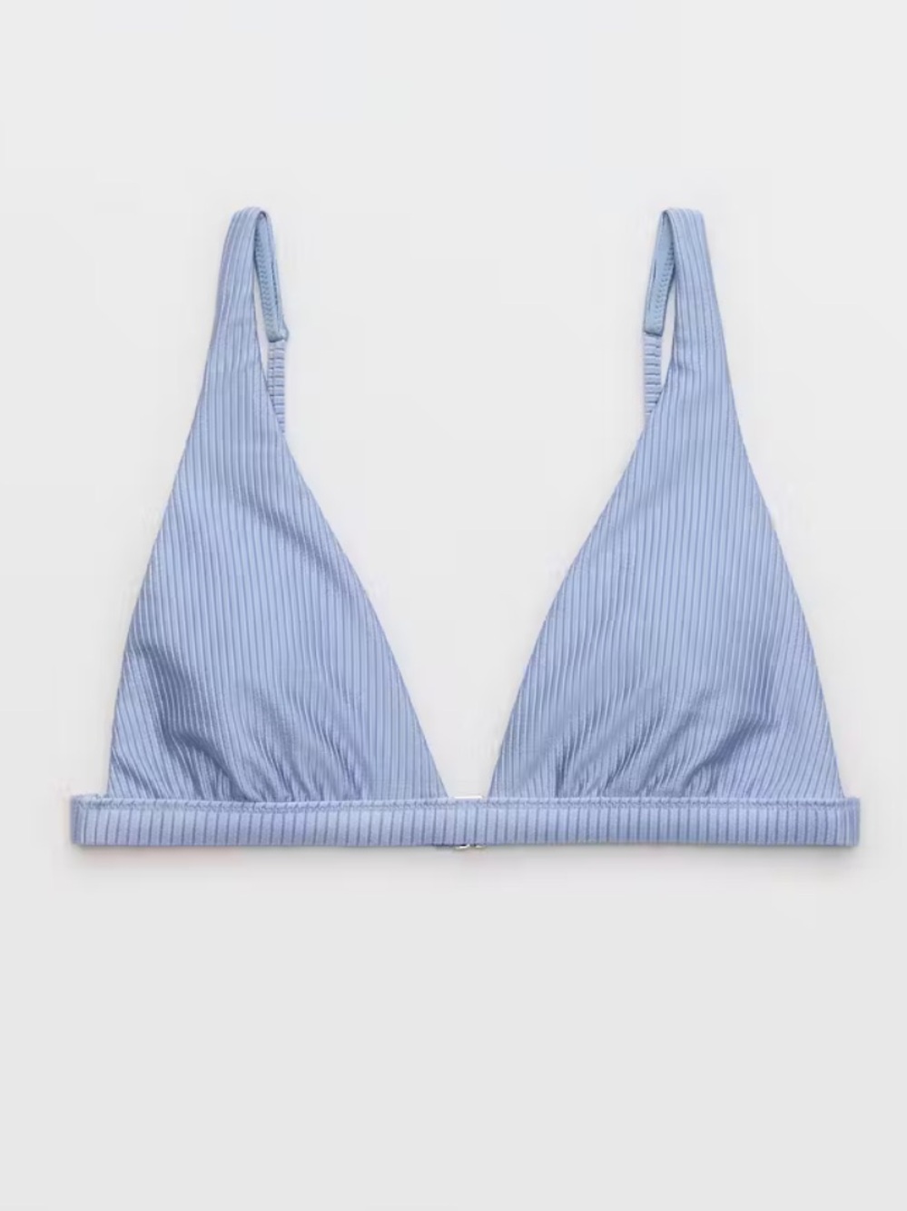 AERIE SHINE RIB PLUNGE BIKINI TOP LIGHT BLUE SZ MED NWT